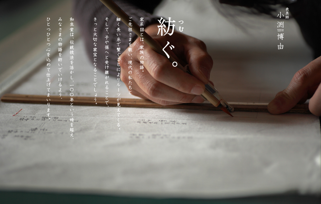 家系図とは、家族の物語。ひとつひとつ心を込めて仕上げています。
