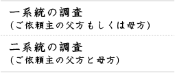 ●一系統の調査（ご依頼主家の父方もしくは母方）●二系統の調査（ご依頼主家の父方と母方）